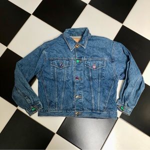 Vintage 90s The Limited Jewel Buttons Denim Jean Jacket Jewel Tone Bejeweled szM